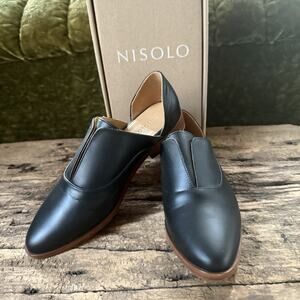 Nisolo Black Leather Slip On Loafers Flats Womens 8 NIB